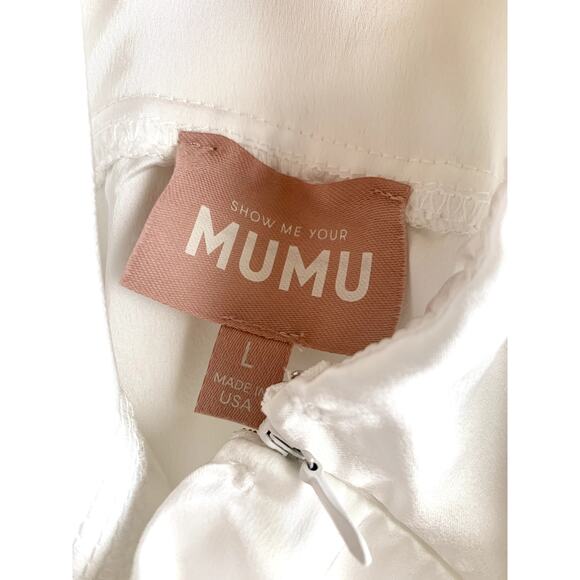 Show Me Your Mumu Adele Halter Maxi Dress in Ivory Luxe Satin L - Picture 9 of 10